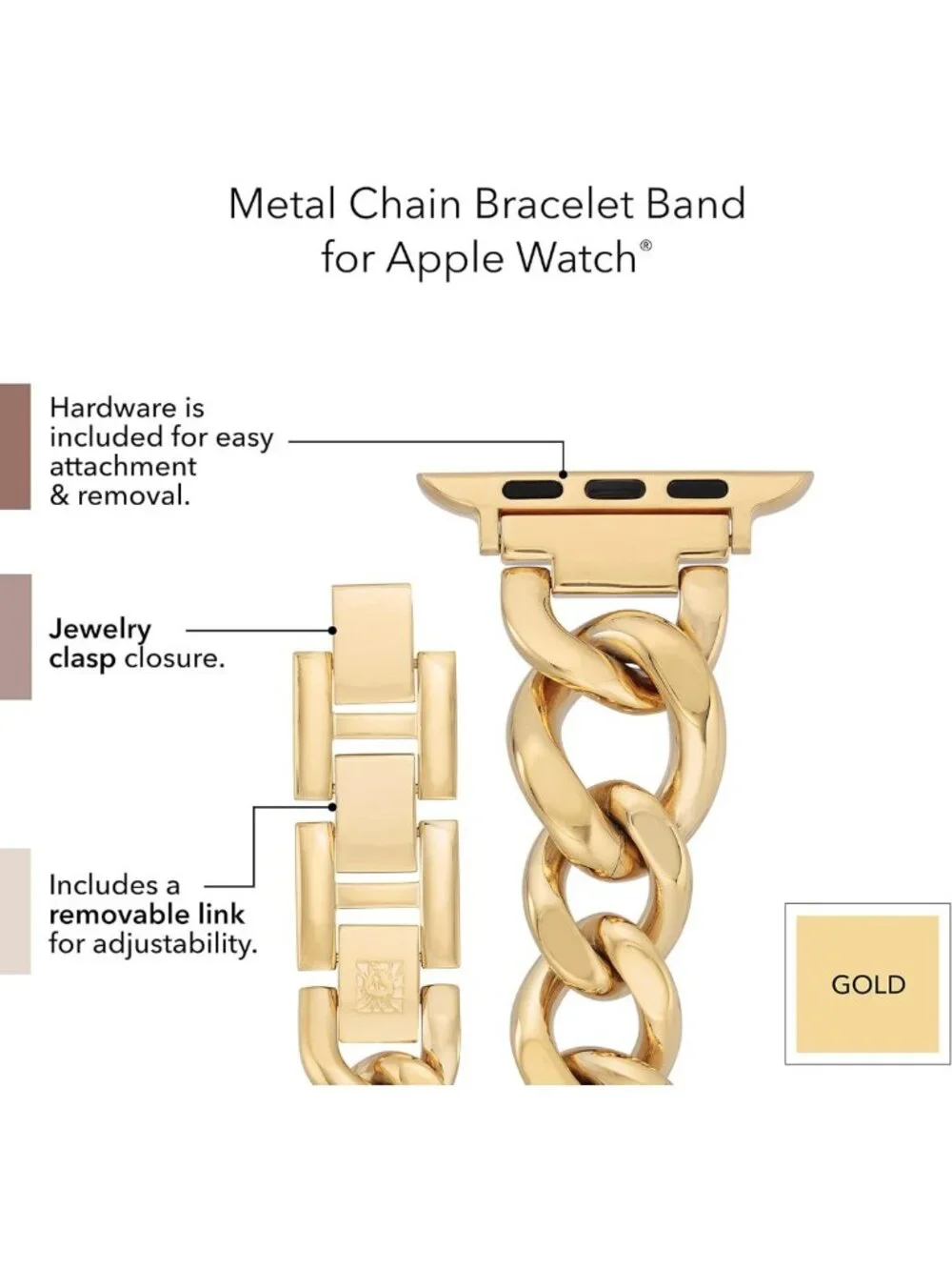 Stylish Adjustable Chain Bracelet for Apple Watch - Secure Replacement Band